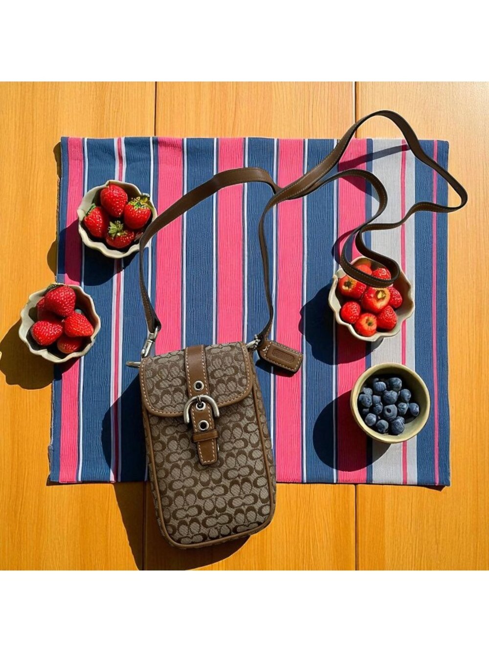COACH Vintage Brown Logo Buckle Mini Crossbody Bag